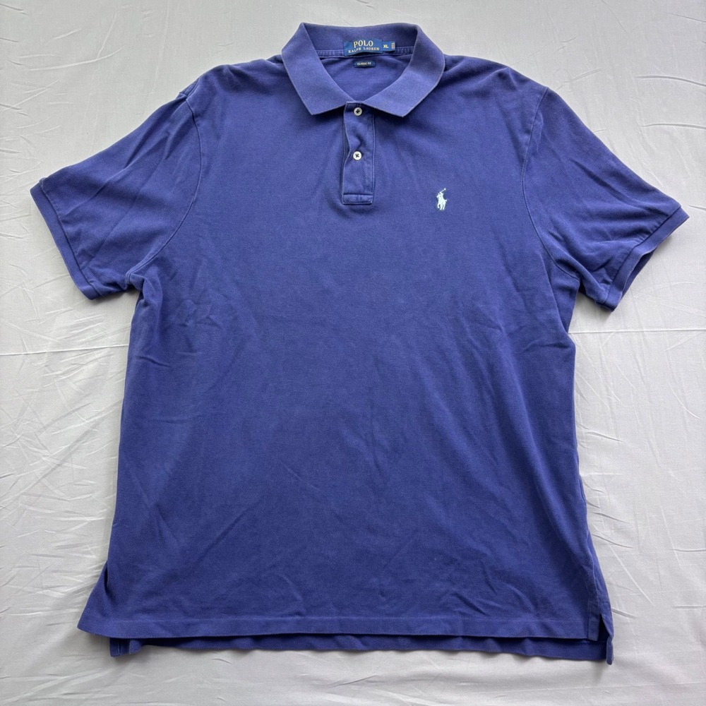 Polo Ralph Lauren Mens Classic Fit Short Sleeve Pique Polo Shirt Navy Blue XL
